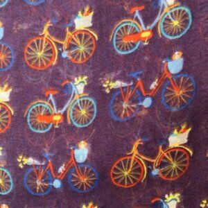3/$15 Oversized Vintage Printed Village Purple Bicycle Scarf Wrap Shawl Dogs